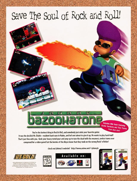 1996 Johnny Bazookatone Saturn Original Advertisement / Retro Wall Art v1