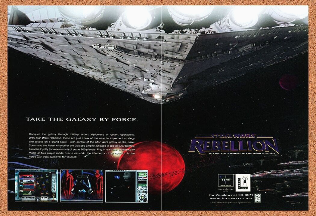 Star Wars Rebellion PC Original 1997 Ad Authentic Lucas Arts Video Game Promo