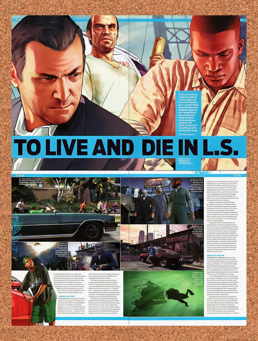 2012 Grand Theft Auto V Xbox 360 Original 4-Part Ad / Retro Wall Art v1