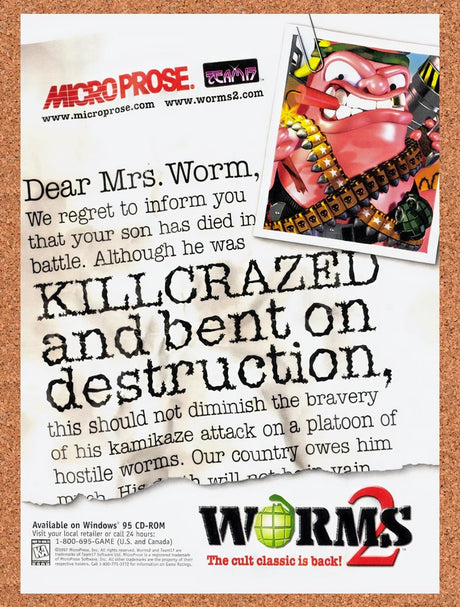 1997 Worms 2 PC Original Advertisement / Retro Promo v2