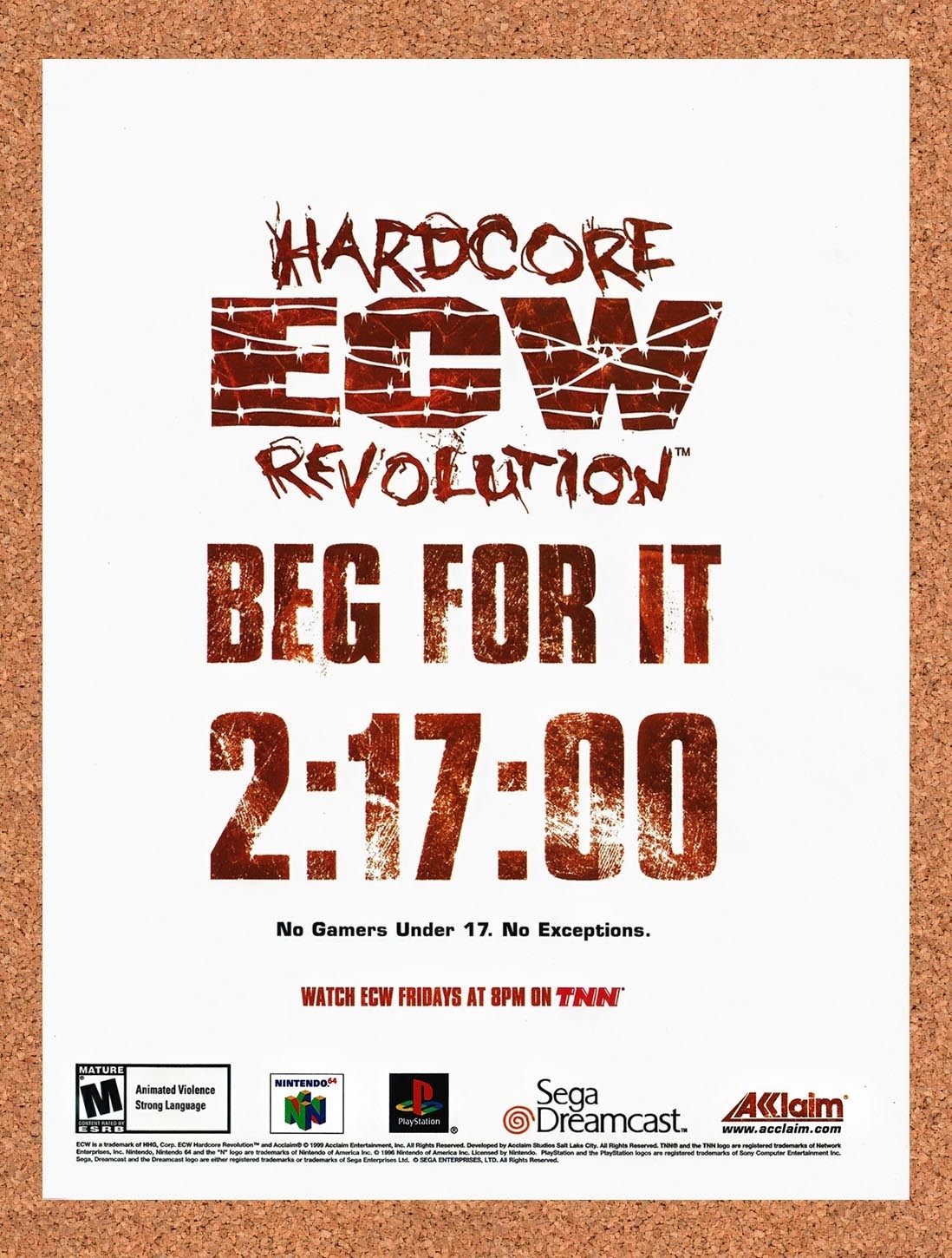 2000 ECW Hardcore Revolution N64 Original Advertisement / Retro Promo v1