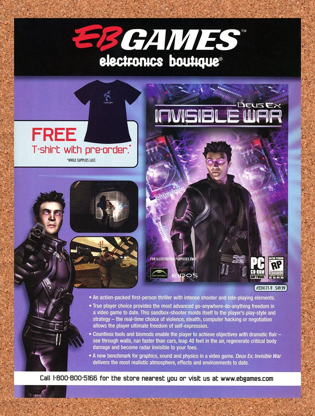 2003 Deus Ex Invisible War EB Games Original Advertisement / Retro Promo v4