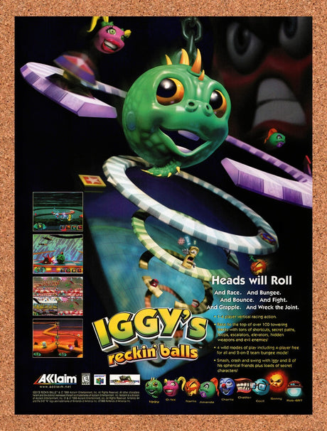 1998 Iggys Reckin Balls N64 Original Advertisement / Retro Wall Art v1