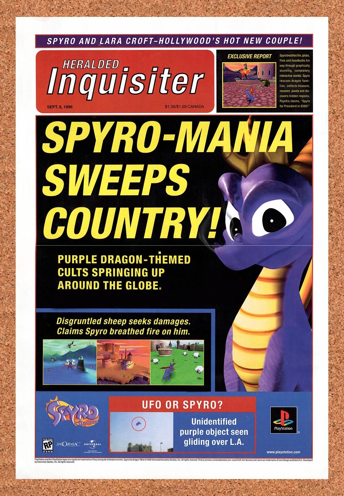 1998 Spyro PS1 Original Advertisement / Retro Promo v1