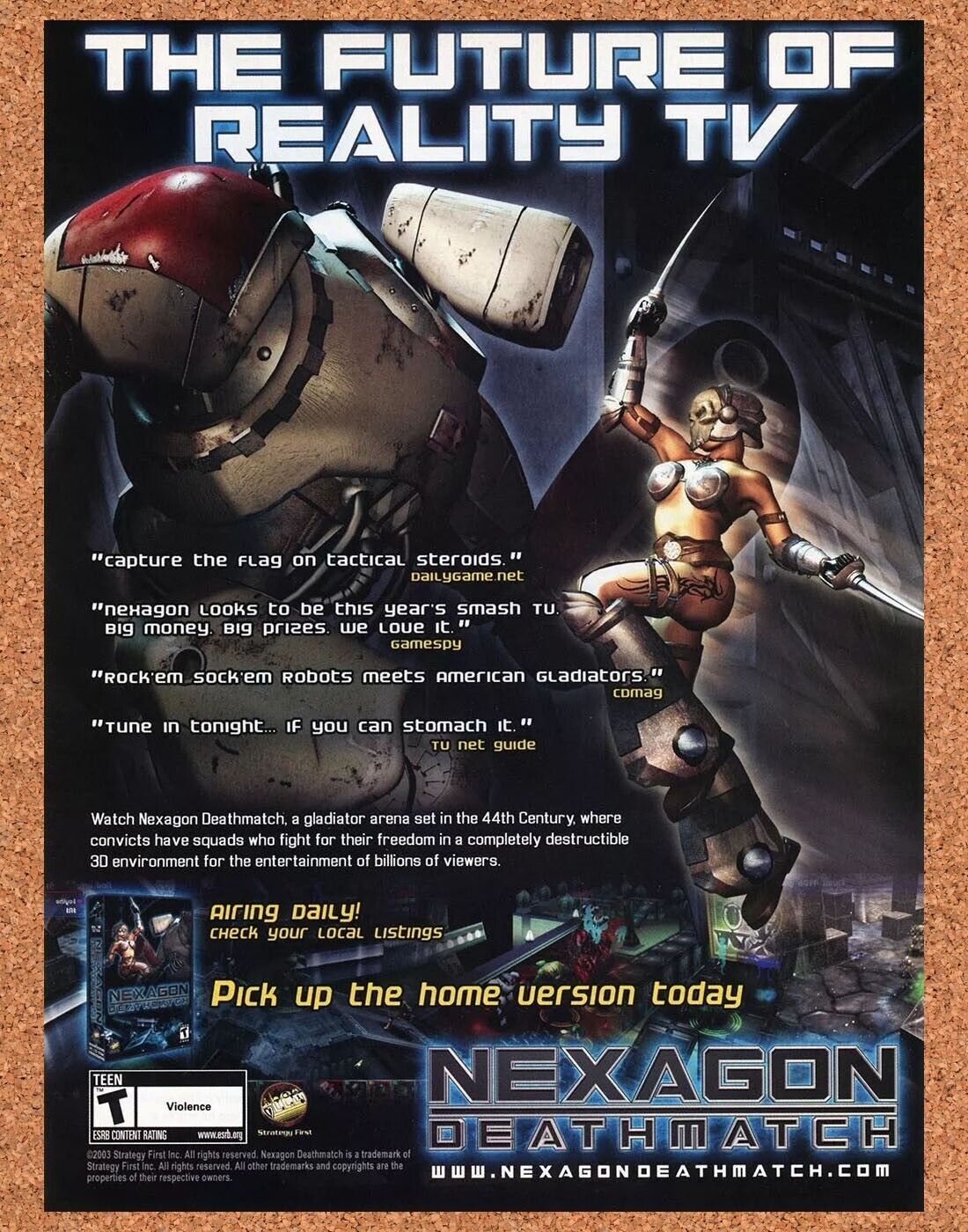 Nexagon Deathmatch PC Original 2007 Ad Authentic Windows Video Game Promo
