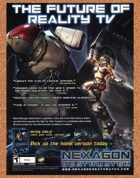Nexagon Deathmatch PC Original 2007 Ad Authentic Windows Video Game Promo