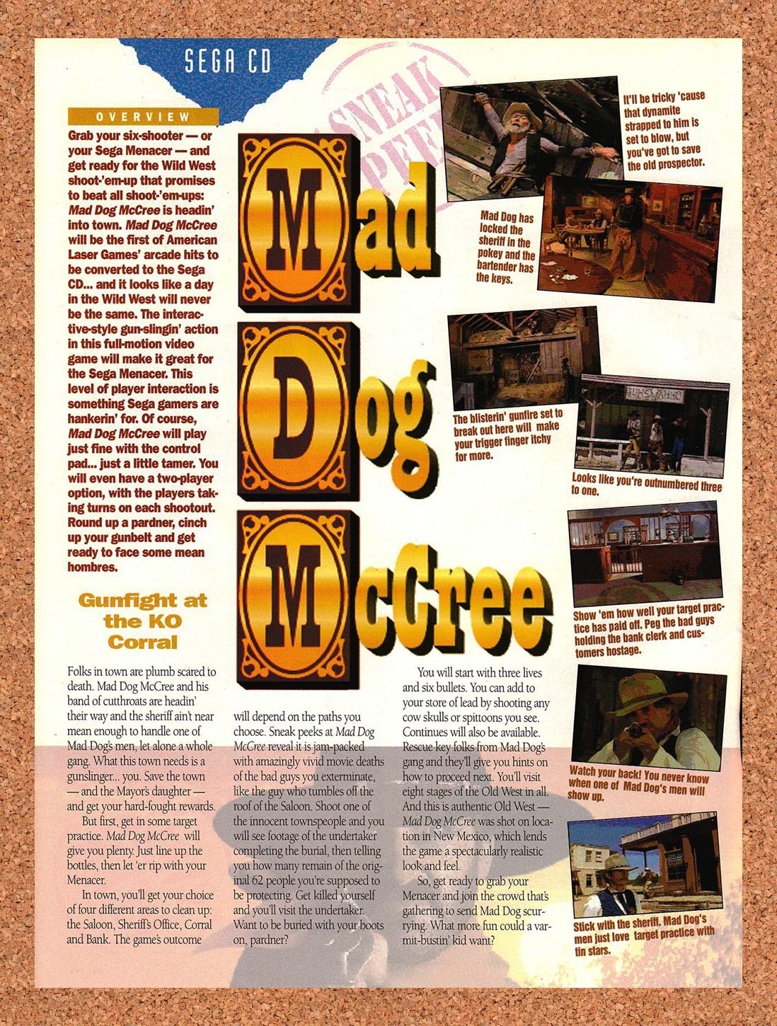 1993 Mad Dog McCree Sega CD Original Advertisement / Retro Promo vr2