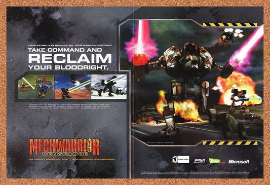 MechWarrior 4 Vengeance PC Original 2001 Ad Authentic Microsoft Video Game Promo