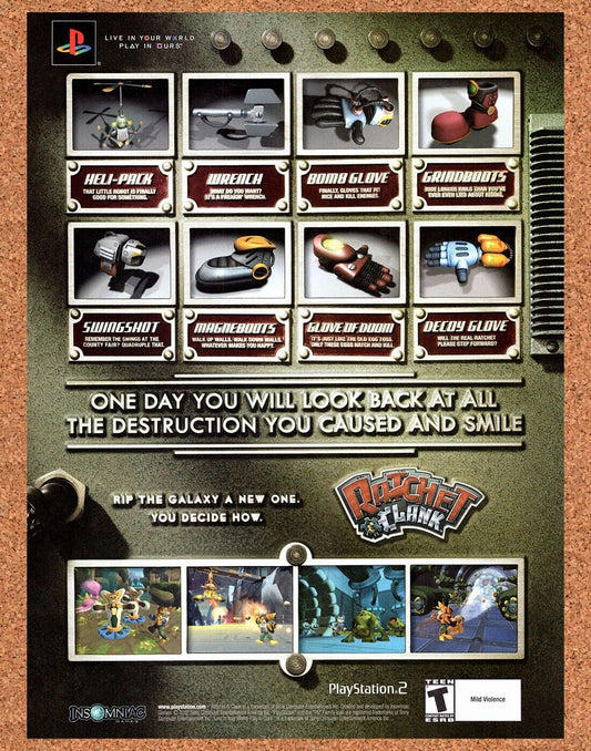 Ratchet & Clank PS2 Original 2002 Vintage Ad - Video Game Art Promo