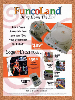 FuncoLand Original 1995 Vintage Ad - Dreamcast Console Video Game Promo