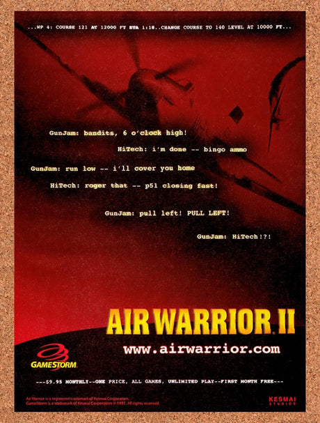1998 Air Warrior II GameStorm Original Advertisement / Retro Promo v2