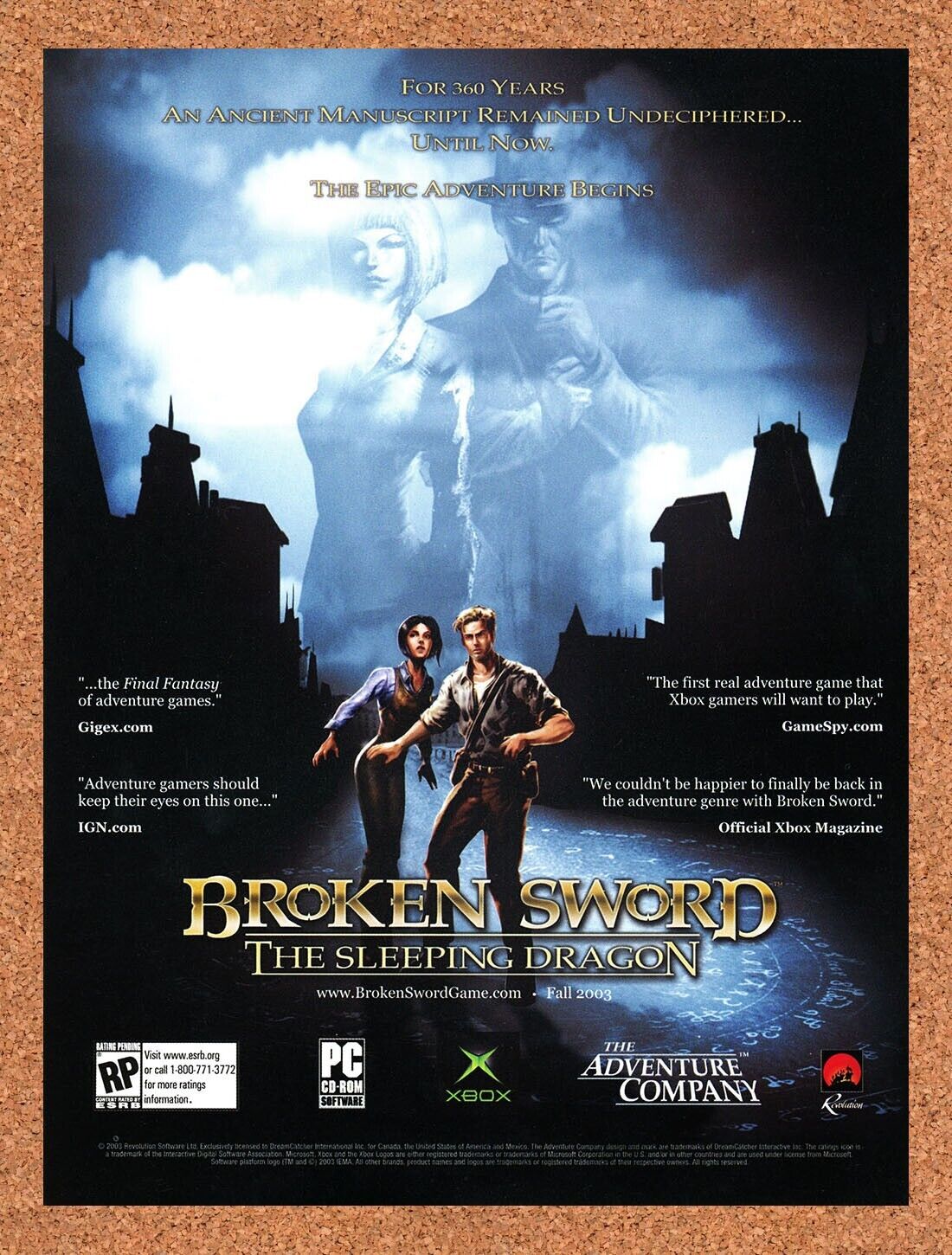 Broken Sword The Sleeping Dragon PC Original 2005 Ad Authentic Video Game Promo