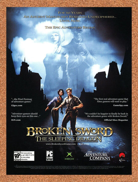 Broken Sword The Sleeping Dragon PC Original 2005 Ad Authentic Video Game Promo