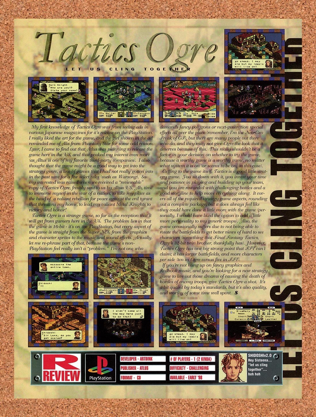 1998 Tactics Ogre PS1 Original Advertisement / Retro Promo vr1