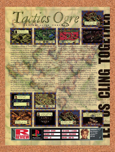 1998 Tactics Ogre PS1 Original Advertisement / Retro Promo vr1