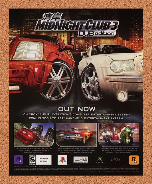 Midnight Club DUB Edition Original 2005 Ad Authentic Racing Video Game Promo v1