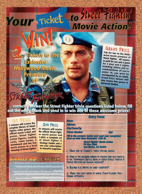 1994 Street Fighter Movie Ticket Sweepstakes Original Advertisement / Promo v3