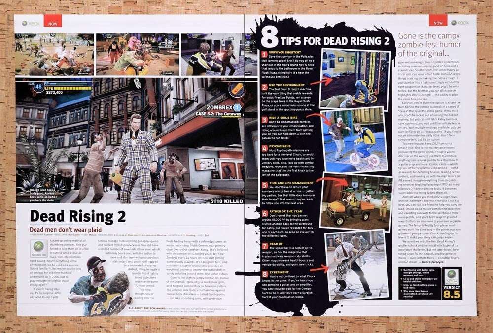 2009 Dead Rising 2 8 Tips Original Advertisement / Retro Wall Art v2