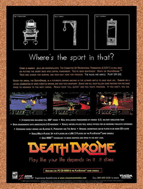 1996 Death Drome PC Original Advertisement / Retro Promo v1