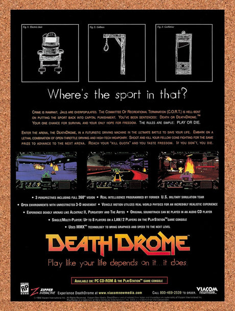 1996 Death Drome PC Original Advertisement / Retro Promo v1