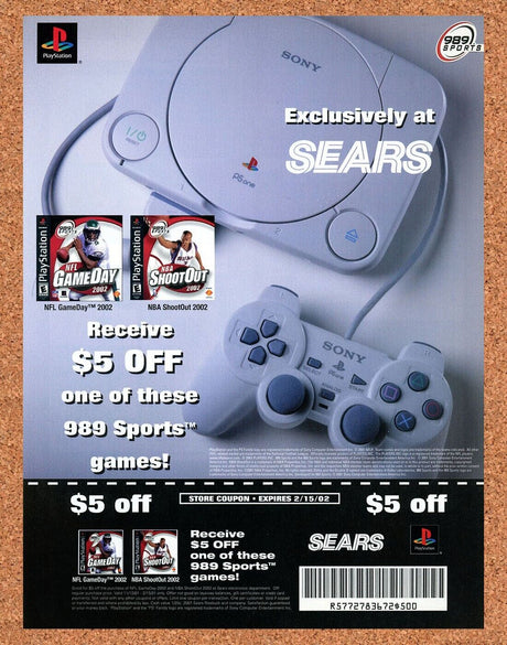 Sears PS1 Original 2002 Print Ad Authentic Gameday Rebate Video Game Promo