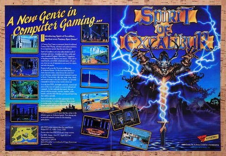 1990 Spirit Of Excalibur MS-DOS Original Advertisement / Retro Wall Art v1
