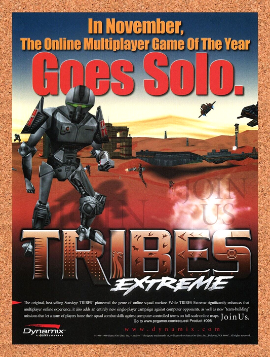 Tribes Extreme PC Original 1998 Ad Authentic Online Multiplayer Video Game Promo