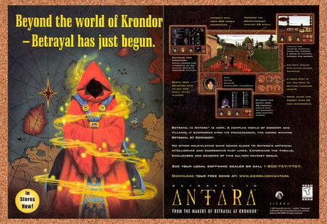 1997 Betrayal In Antara PC Original Advertisement / Retro Promo v2