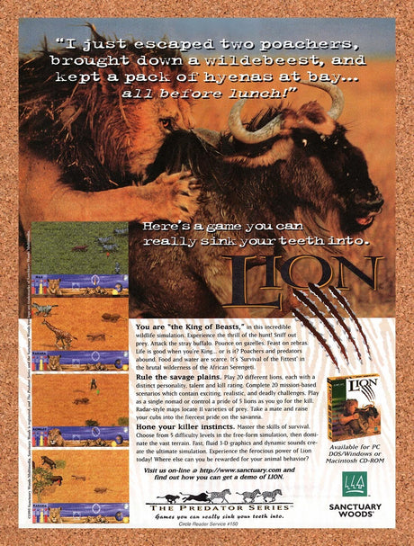 1996 Lion PC Original Advertisement / Retro Wall Art v1