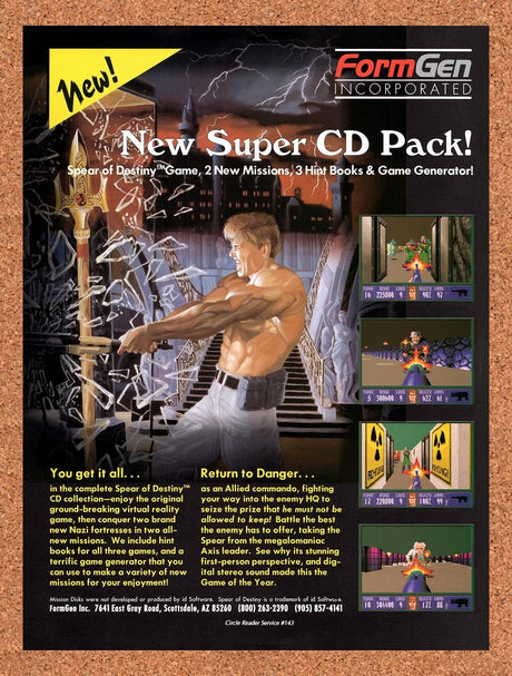 1994 Wolfenstein 3D Spear Of Destiny Super CD Pack Original Ad / Retro Promo v2