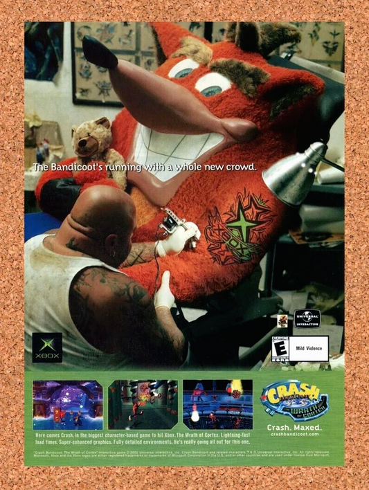 Crash Bandicoot Wrath Of the Cortex PS2 Original 2001 Ad Video Game Promo