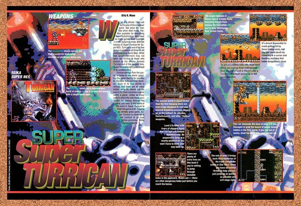 1992 Super Turrican SNES Original Advertisement / Retro Wall Art v3