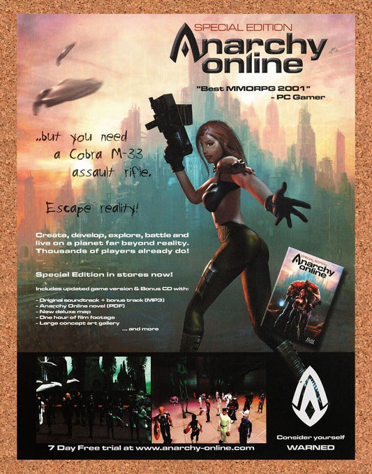 Anarchy Online PC Original 2004 Ad Authentic MMORPG Video Game Promo v1