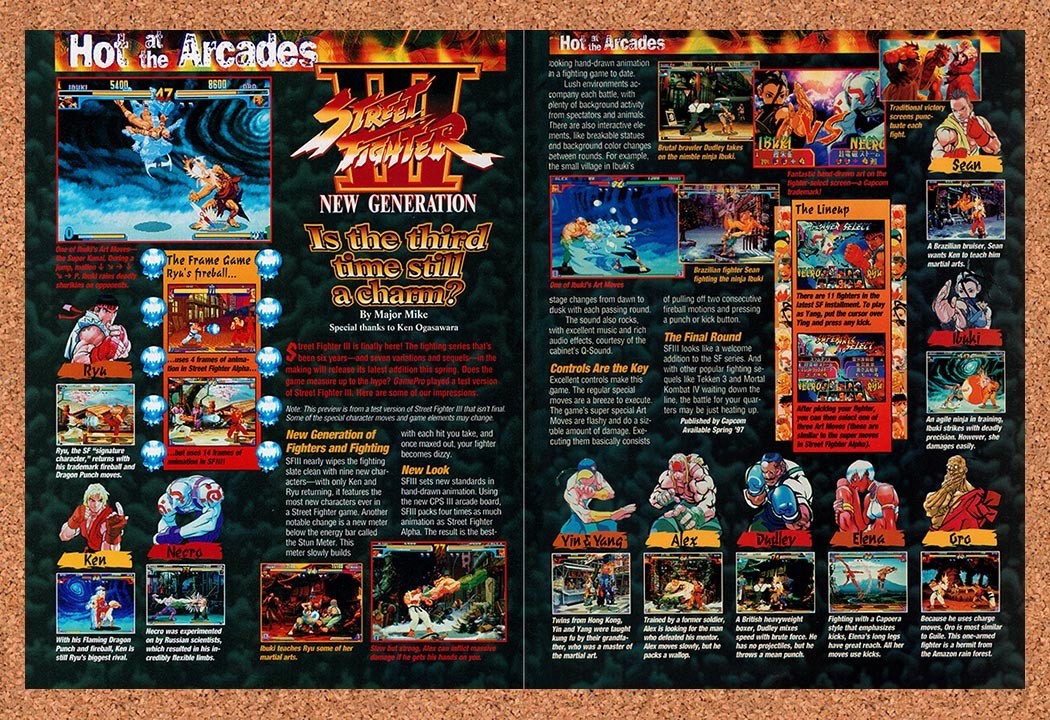 1997 Street Fighter III New Generation Arcade Original Ad / Promo vr1