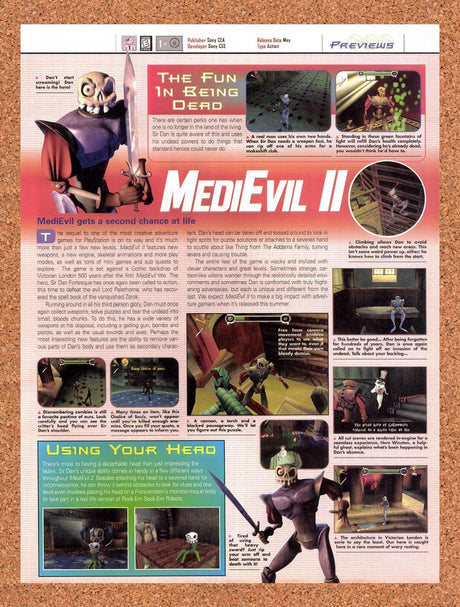 2000 Medievil II PS1 Original Advertisement / Retro Promo vr1