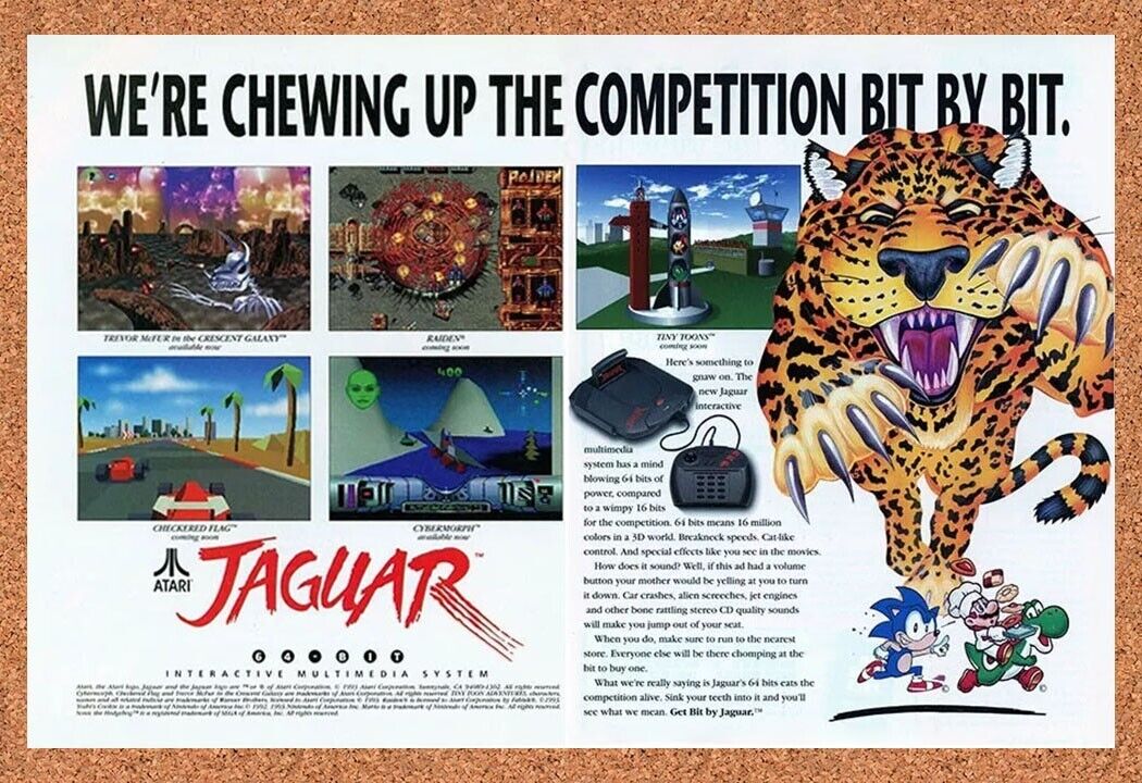 Atari Jaguar Console Original 1993 Ad Authentic Video Games Promo Wall Art