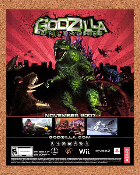 2007 Godzilla Unleashed Wii Original Advertisement / Retro Promo v1