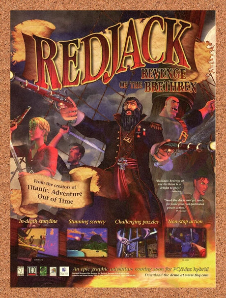 Red Jack Revenge Brethren PC Original 2000 Ad Authentic Pirate Video Game Promo