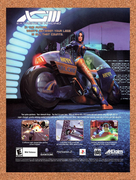 2001 XGIII Extreme G Racing PS2 Original Advertisement / Retro Wall Art v1