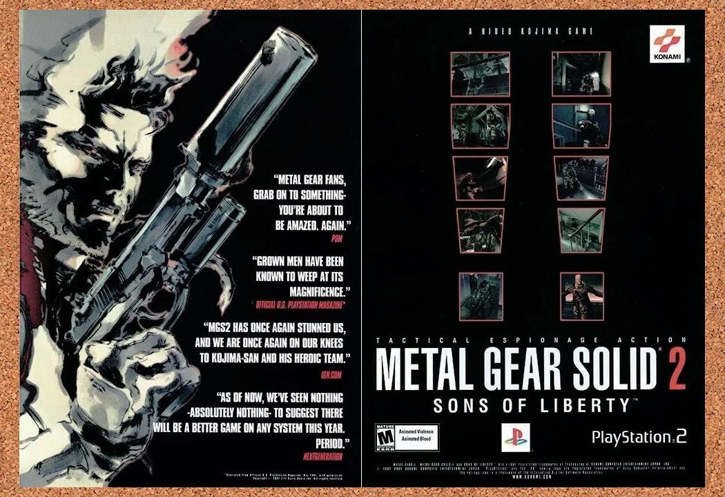 2001 Metal Gear Solid 2 Sons Of Liberty PS2 Original Advertisement / Promo v1
