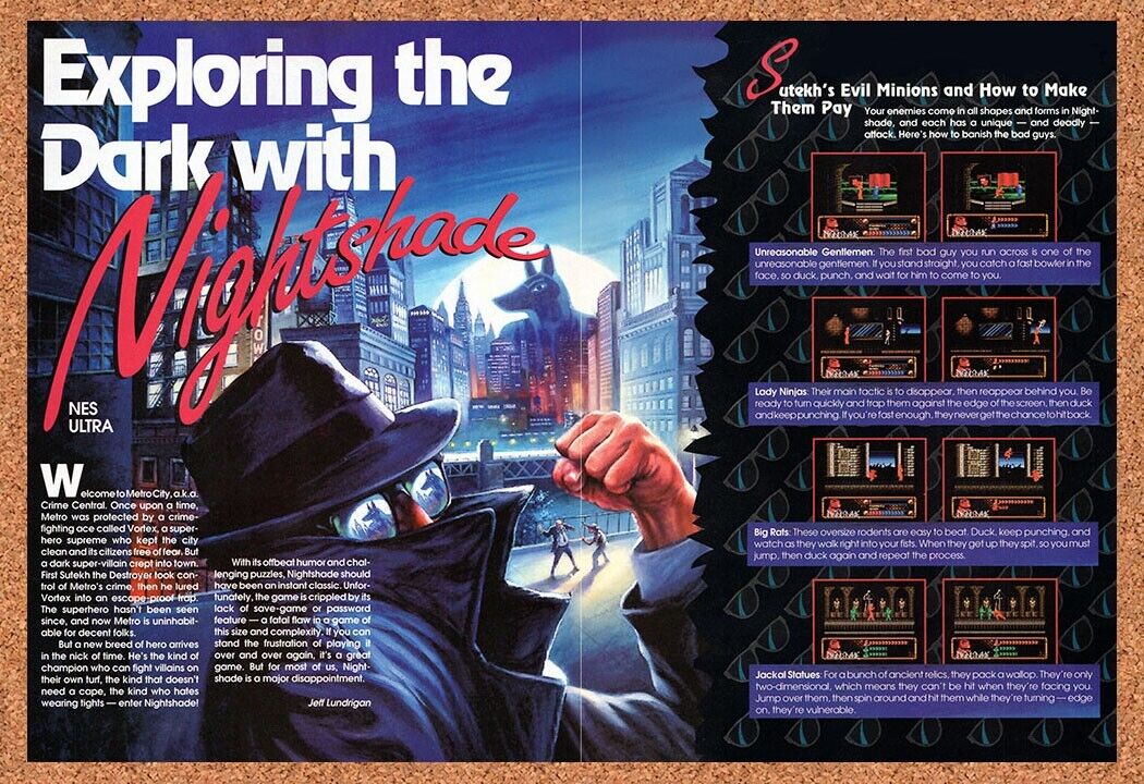 1992 Nightshade NES Original Advertisement / Retro Wall Art v4