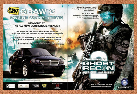 2007 Ghost Recon Adv Warfighter Best Buy Dodge Avenger Original Ad / Promo v6