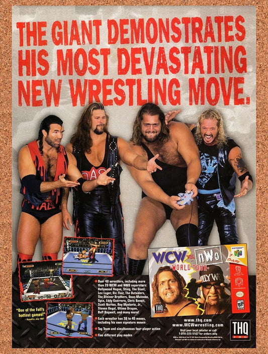 1997 WCW Vs. NWO World Tour N64 Original Advertisement / Retro Wall Art v1