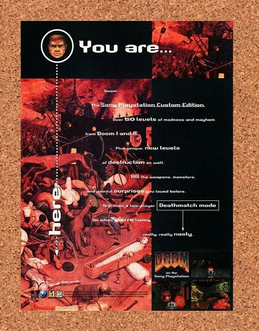 Doom PS1 Original 1995 Ad Authentic PlayStation id Software Video Game Promo