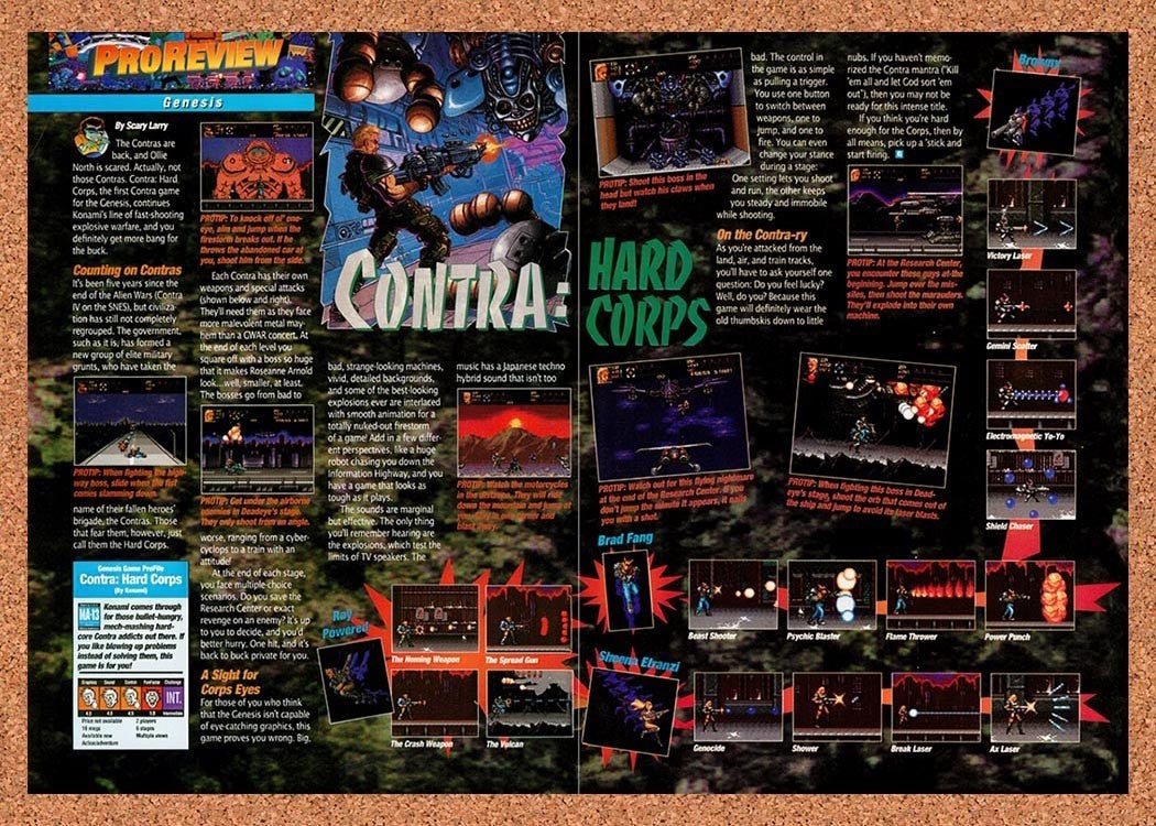 1994 Contra Hard Corps Genesis Original Advertisement / Retro Promo vr1