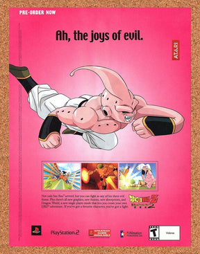 Dragonball Z Budokai 2 PS2 Original 2007 Ad Authentic Majin Video Game Promo