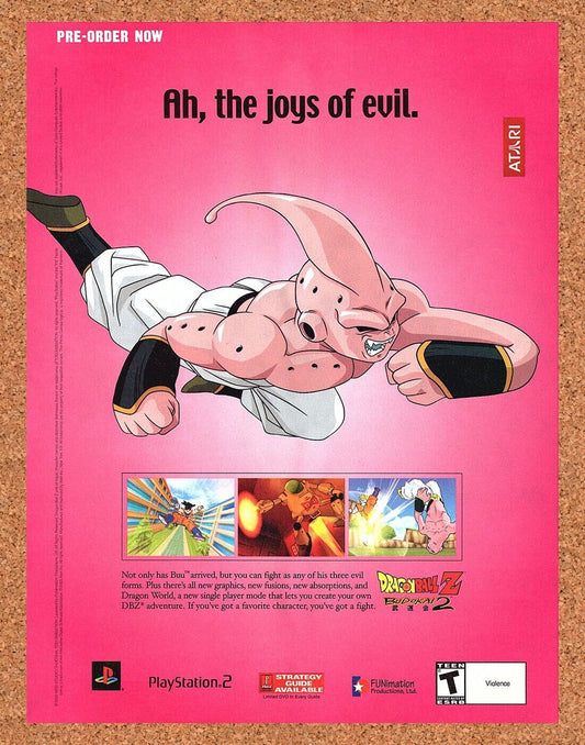 Dragonball Z Budokai 2 PS2 Original 2006 Ad Authentic Majin Video Game Promo