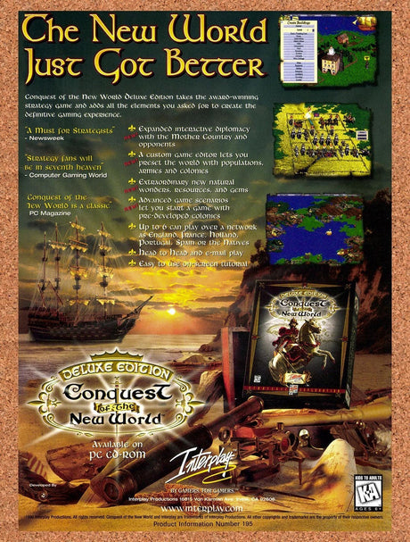 1996 Conquest Of The New World Deluxe PC Original Advertisement / Retro Promo v1