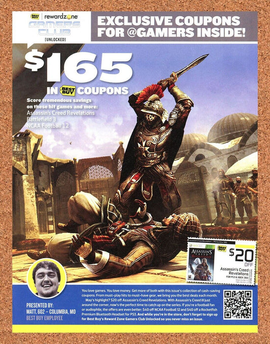 Assassin's Creed Revelations Xbox 360 Original 2011 Ad Authentic Best Buy Rebate