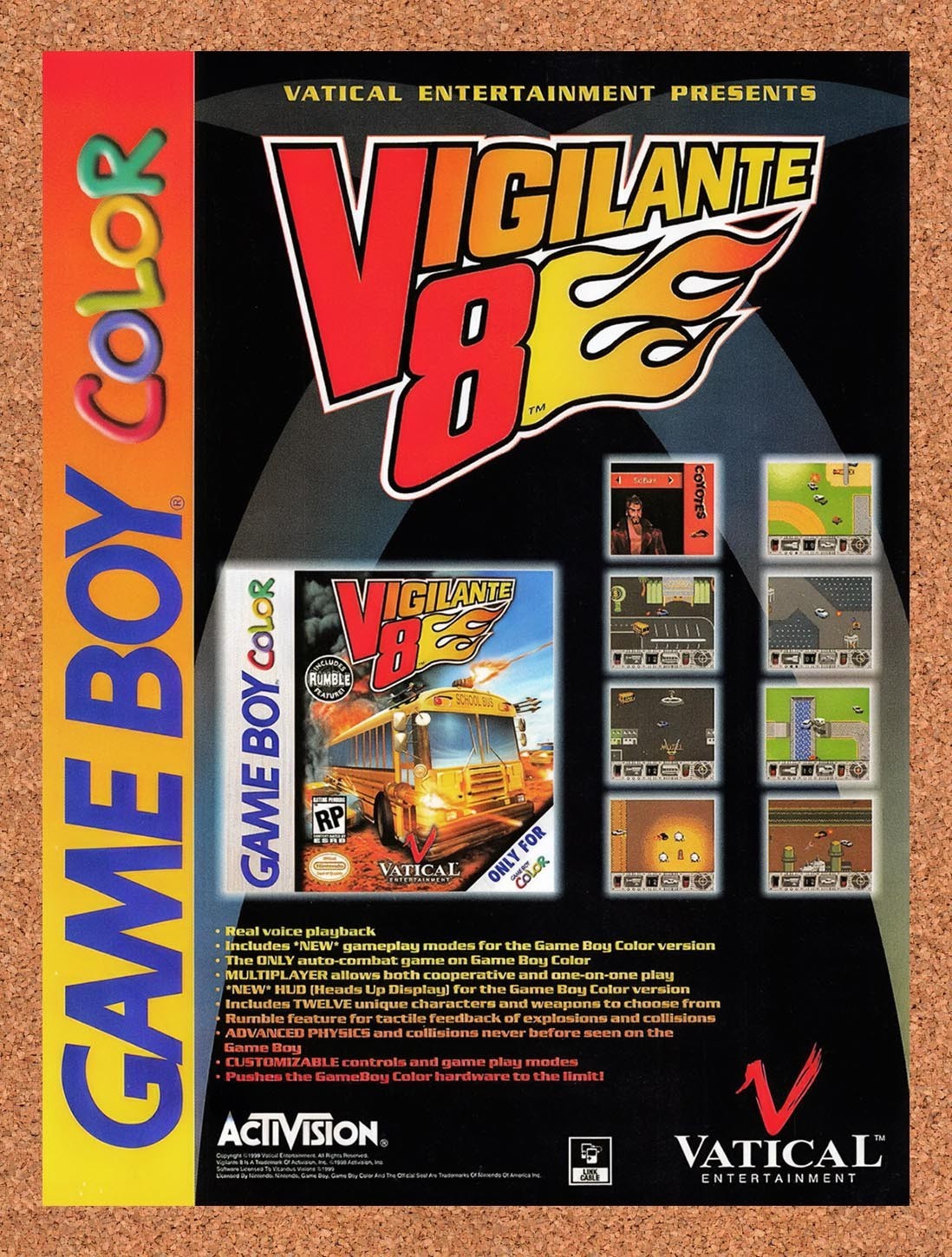 1999 Vigilante 8 GBC Original Advertisement / Retro Promo v3